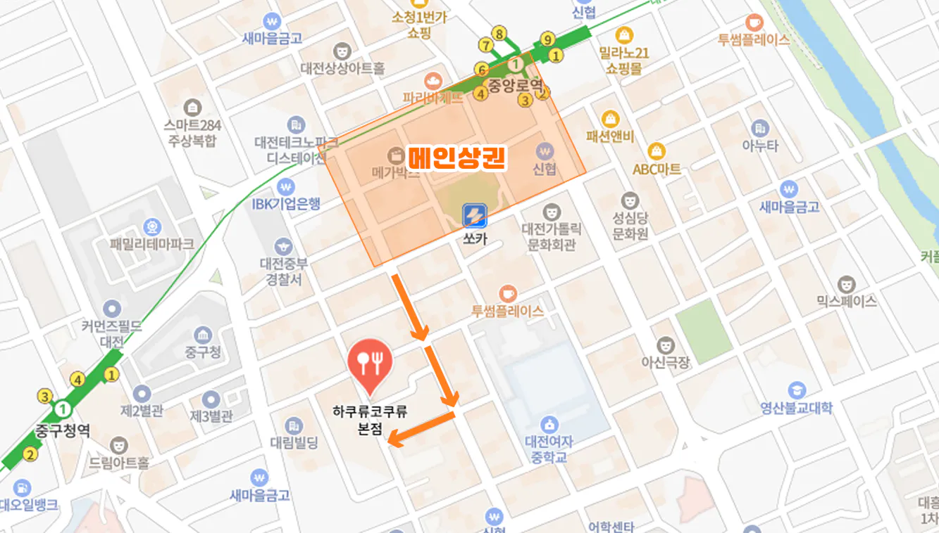 대전 대흥본점 지도